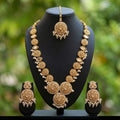 Antique Gold Kundan & Mirror Bridal Jewelry Set with Maang Tikka