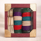 Multi-Color Velvet Pearl Bangle Set for Women – 2 Hands Combo Box