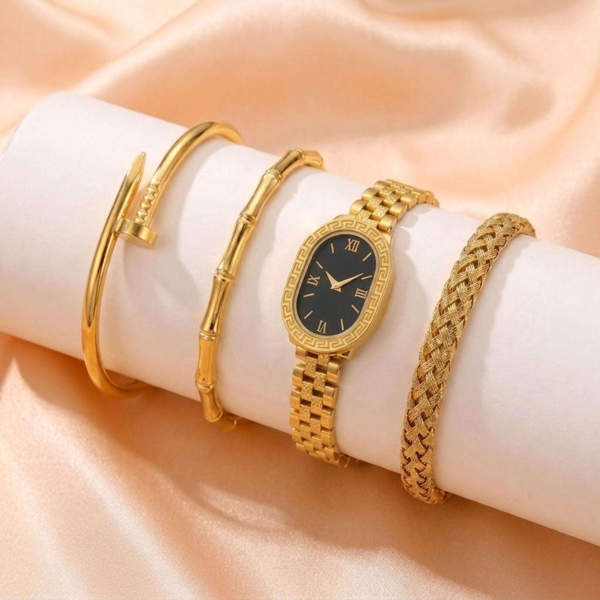 Luxury Gold Bracelet Bundle (4 in 1) – Stainless Steel Kada Set