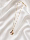 Pink Enamel Charm Pendant Necklace