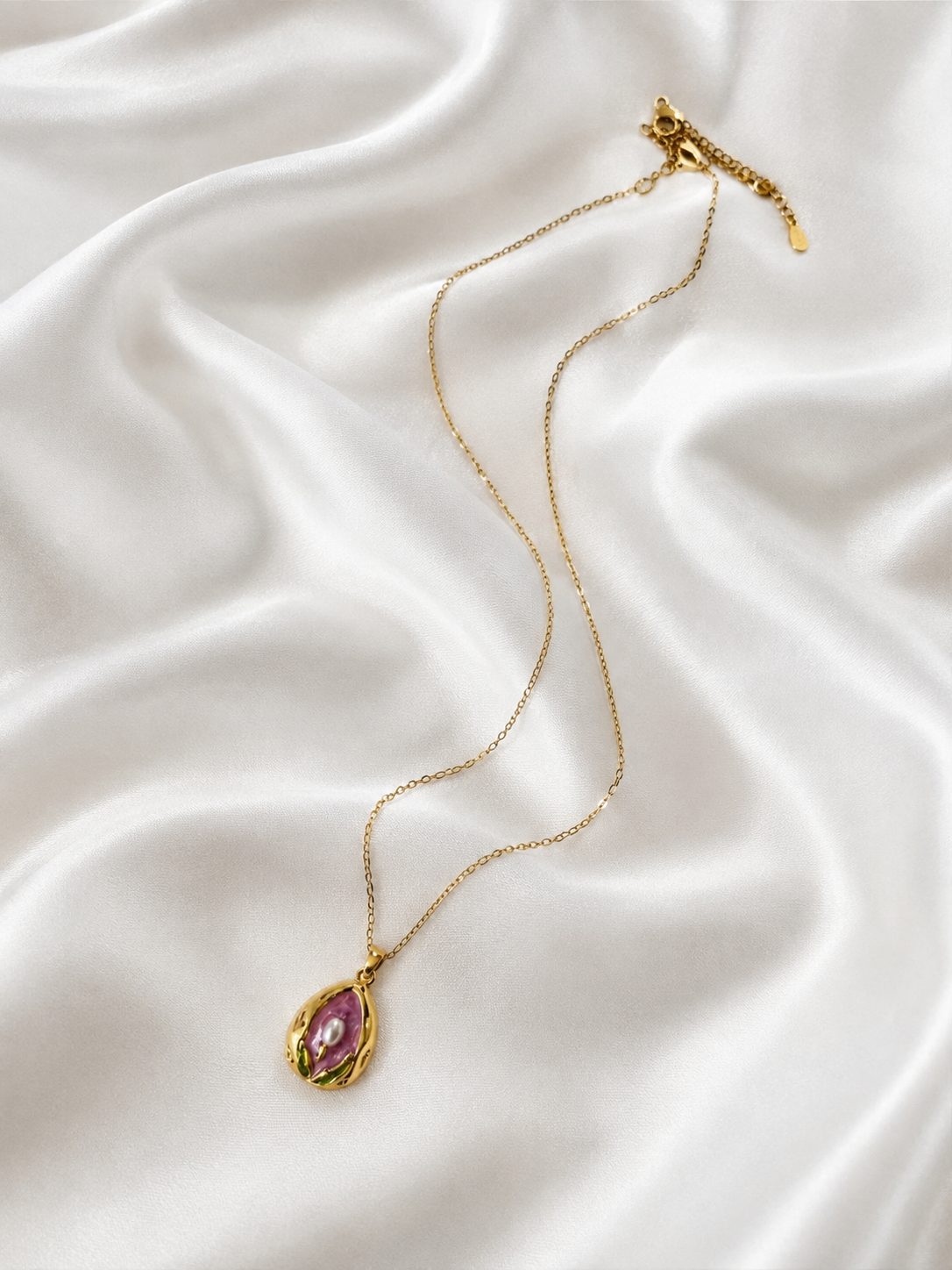 Purple Teardrop Enamel Pendant