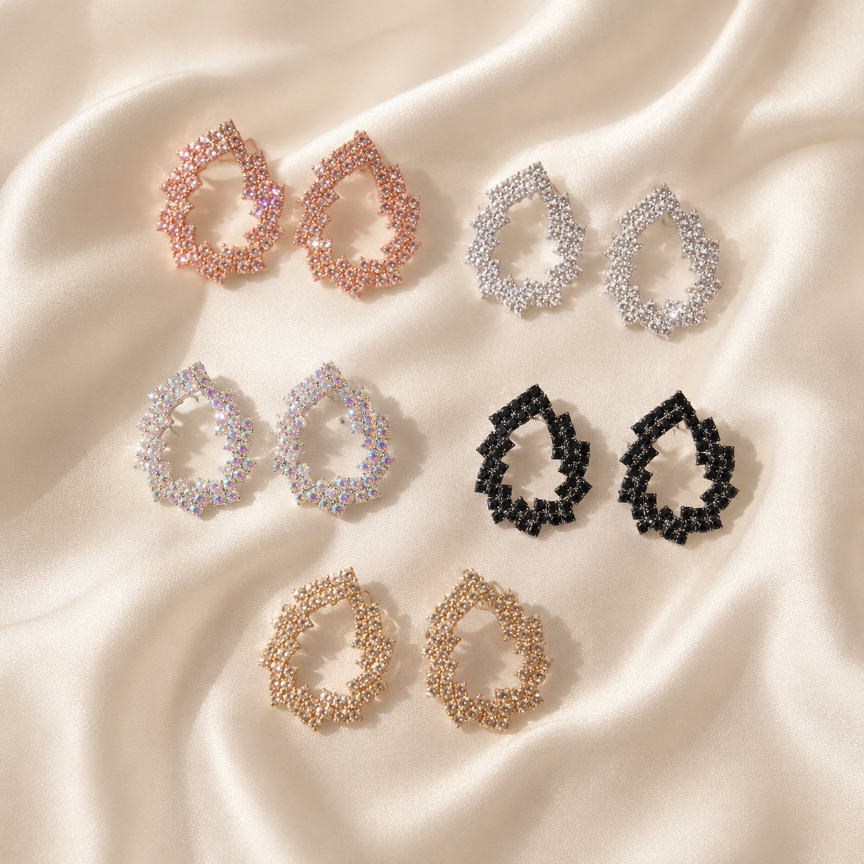 Fancy Sparkling Teardrop Stud Earrings | Crystal Earrings for Women