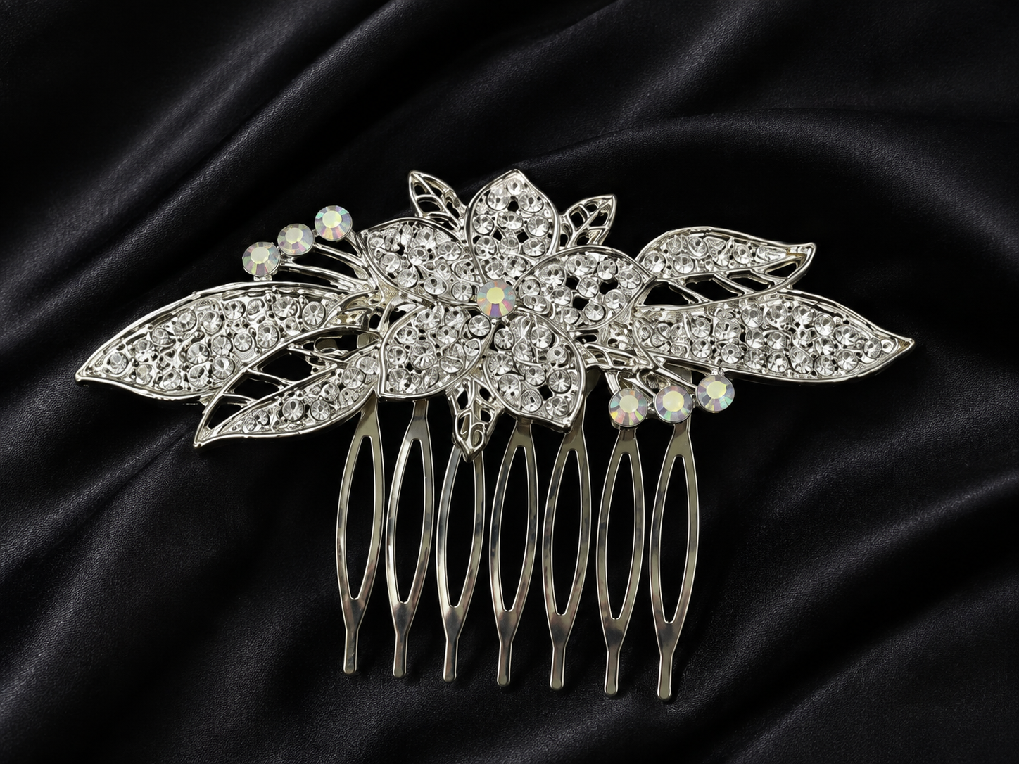Luxury Crystal Floral Hair Comb Clip – Elegant Bridal & Party Hair Accessory