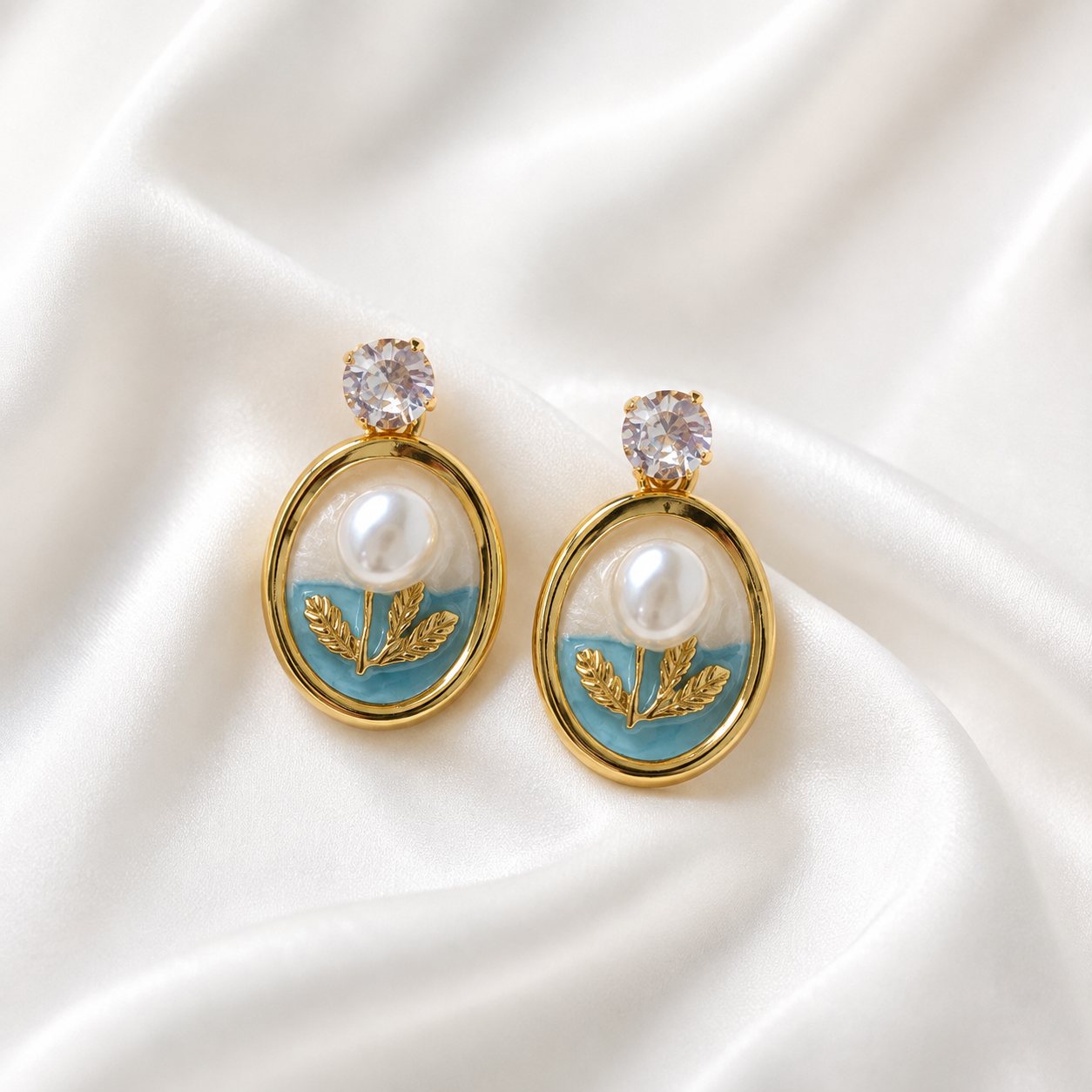 Floral enamel earrings