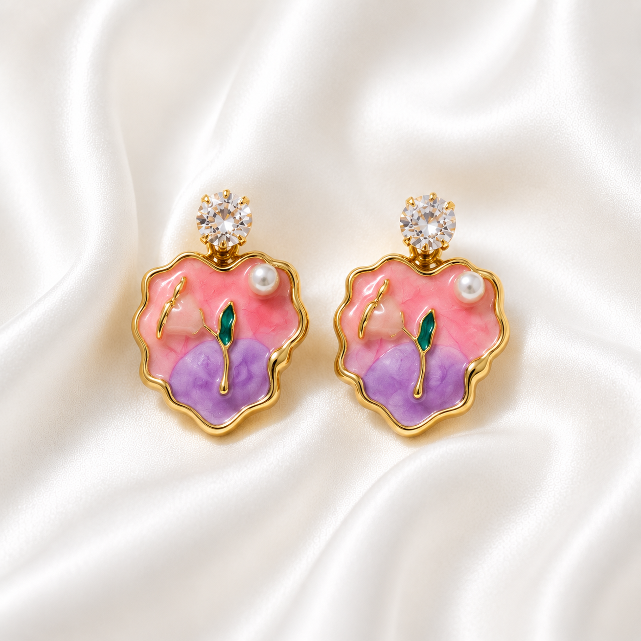 Floral Enamel Earrings
