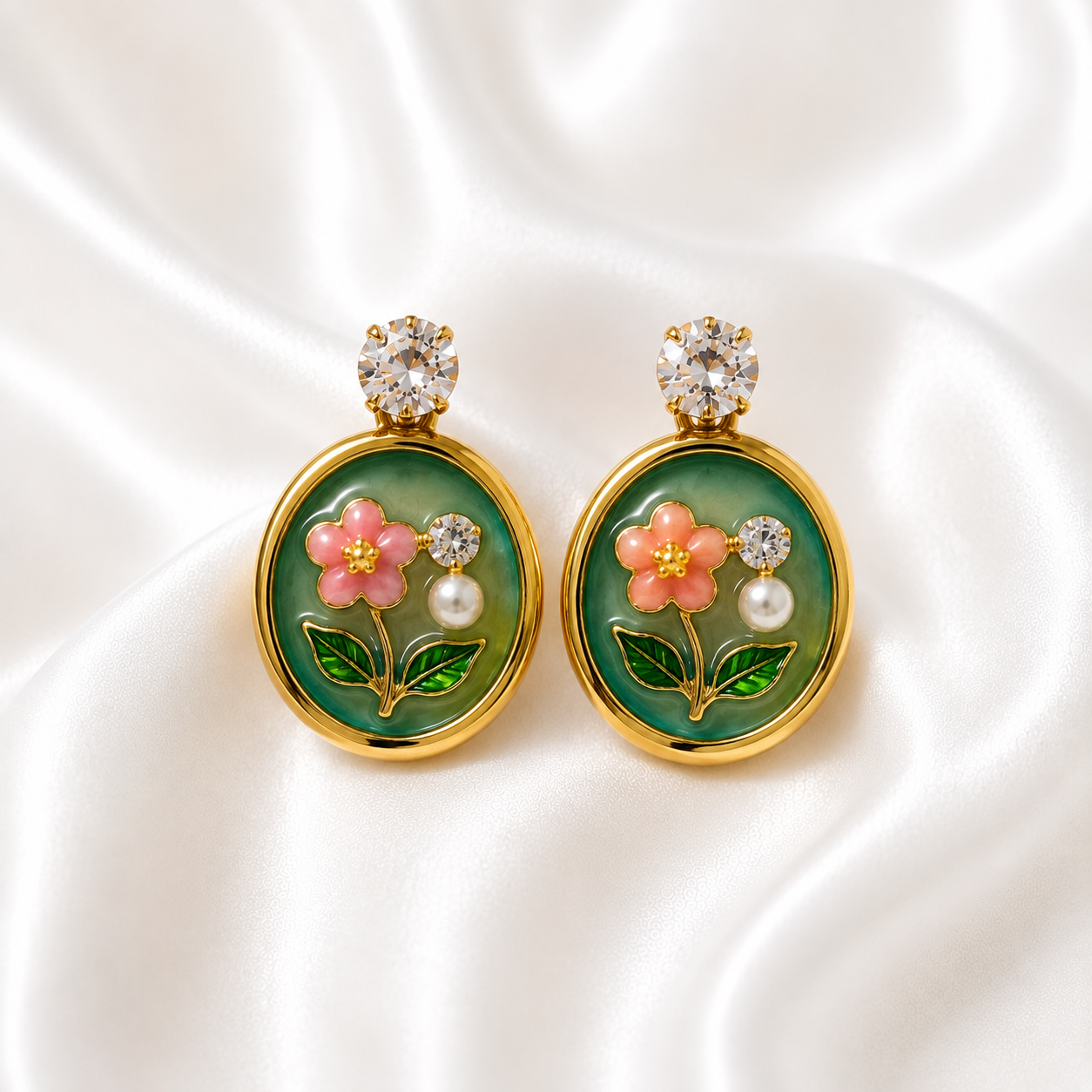 Floral Enamel Earrings