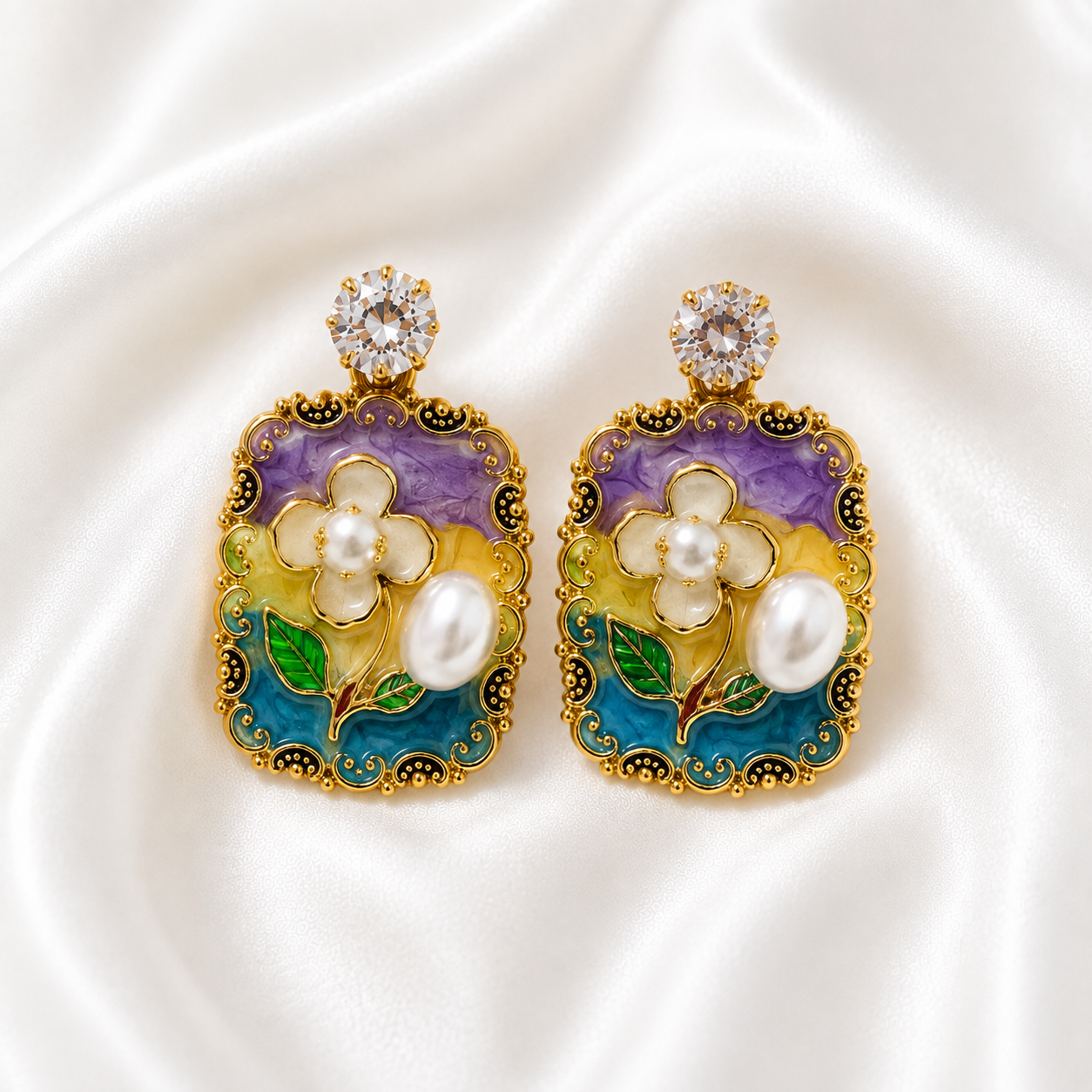 Floral Enamel Earrings