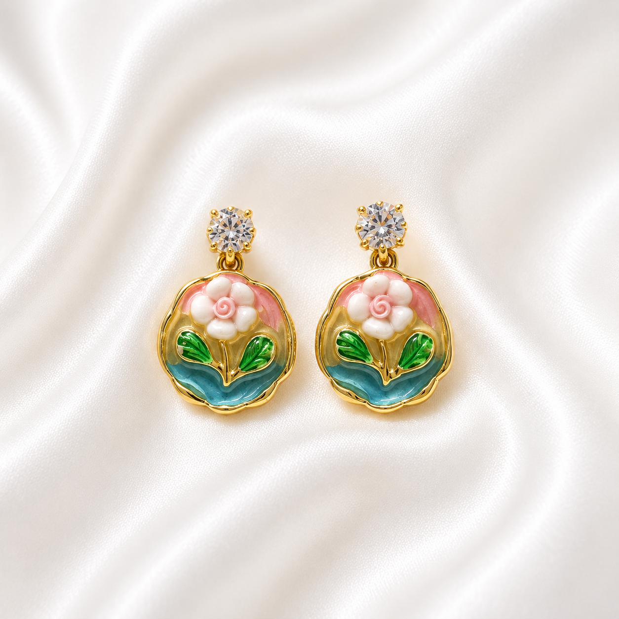 Floral Enamel Earrings
