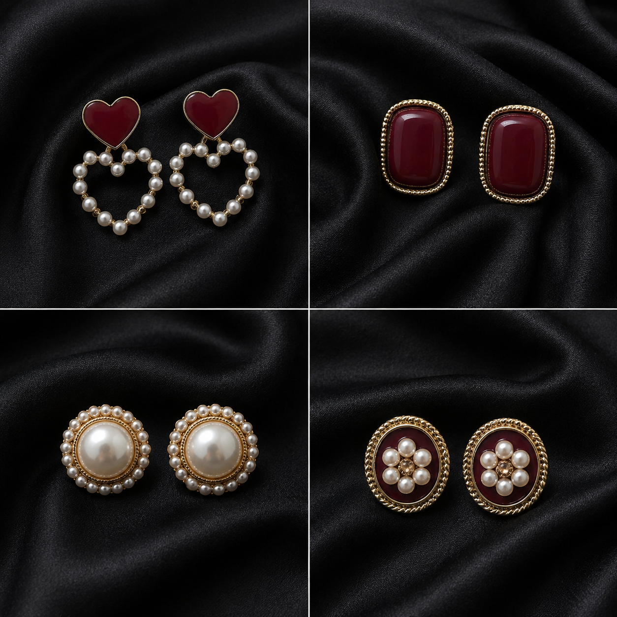 Burgundy earrings set
