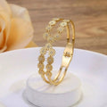 Floral Stone Bangle Kara Bracelet Stainless Steel