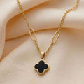 Four Leaf Clover Pendant Necklace - Gold plated chain