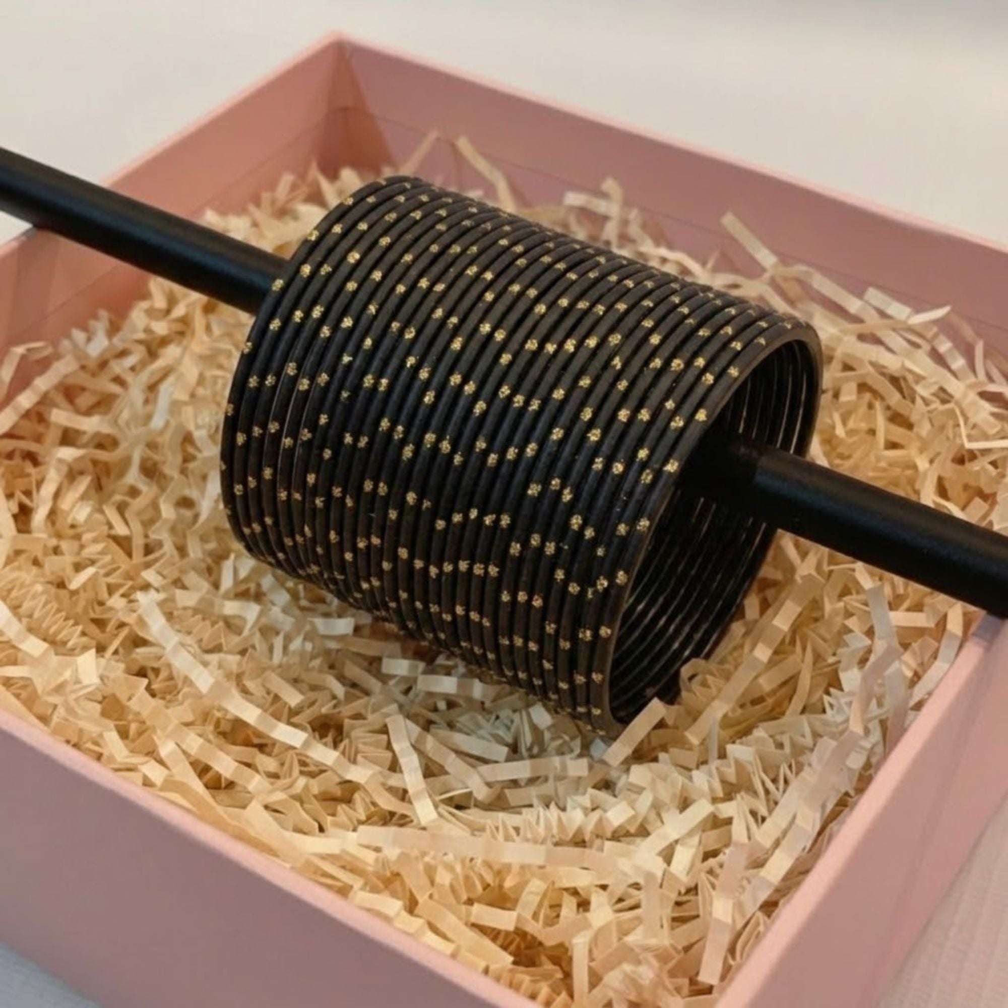 Royal Dot Black Velvet Bangles Set for Women (Per Dozen)