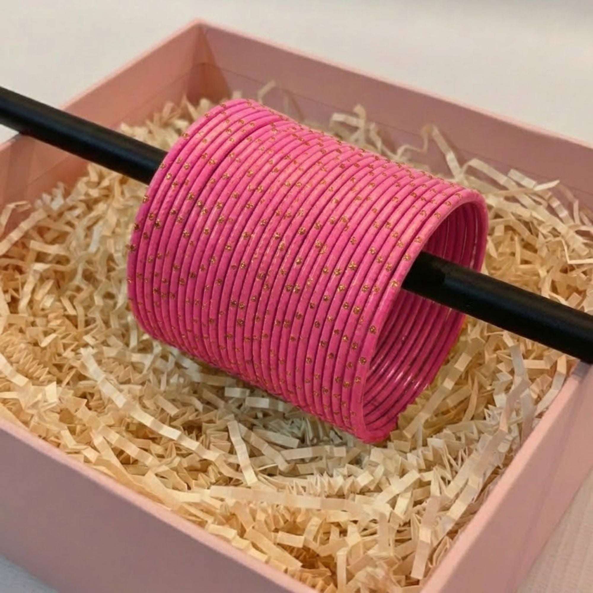 Royal Dot Light Pink Velvet Bangles Set for Women (Per Dozen)