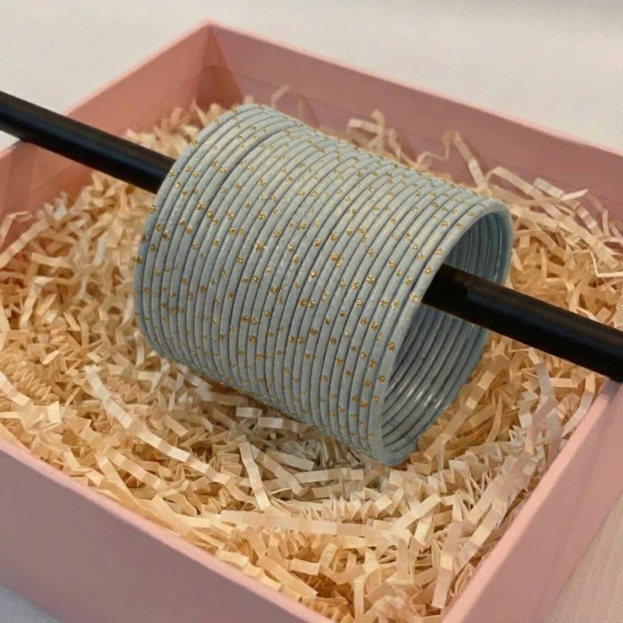 Royal Dot Gray Velvet Bangles Set for Women (Per Dozen)