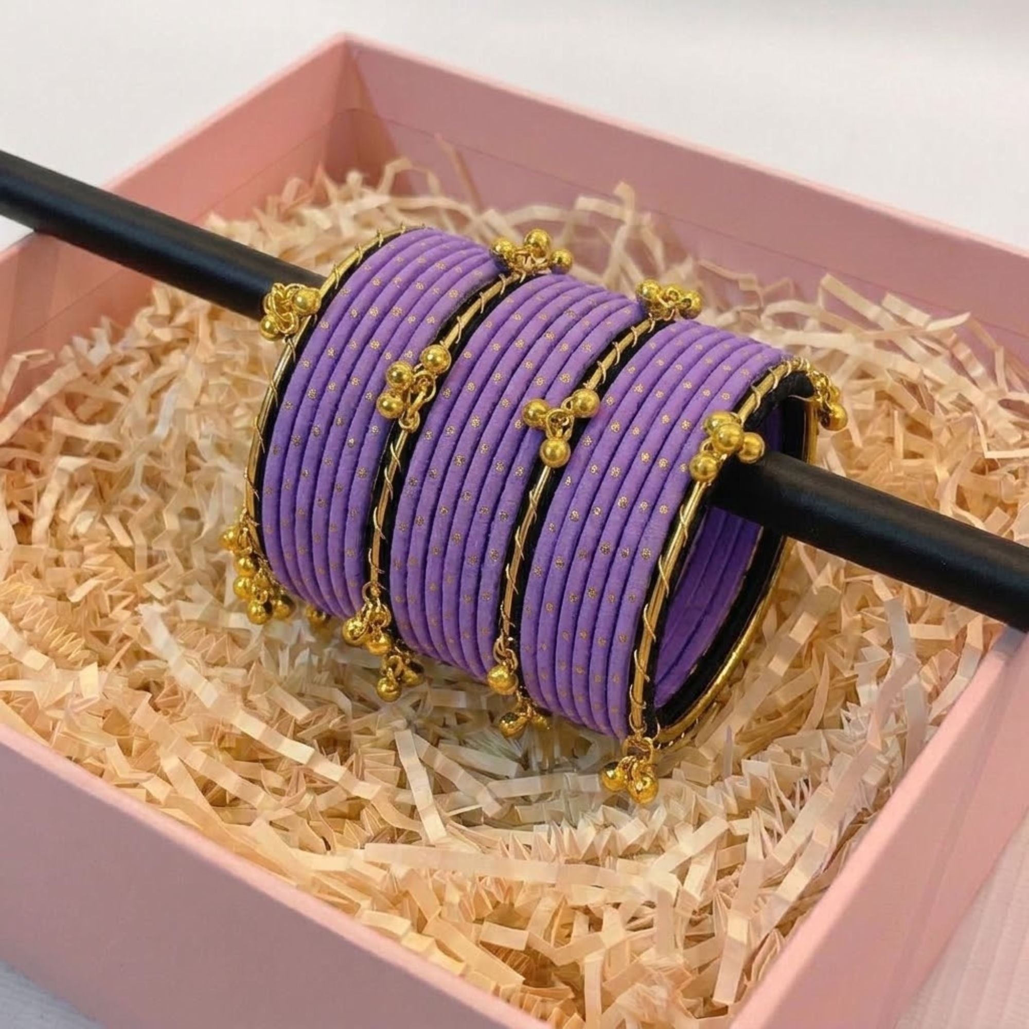 Purple Dotted Golden Viral Kashmiri Bangles - Shahi Jewelz