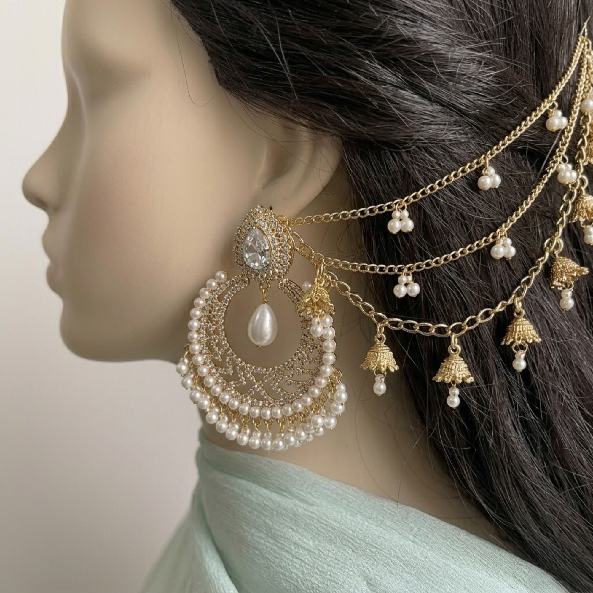 Rose Gold Jhumkay with Saharay – Style 1