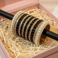 Velvet Pearl Bangles - Royal Black Velvet Bangles for Women