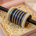 Velvet Pearl Bangles - Royal Blue Velvet Bangles for Women
