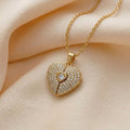 Shinning Heart Pendant Necklace - Gold plated chain