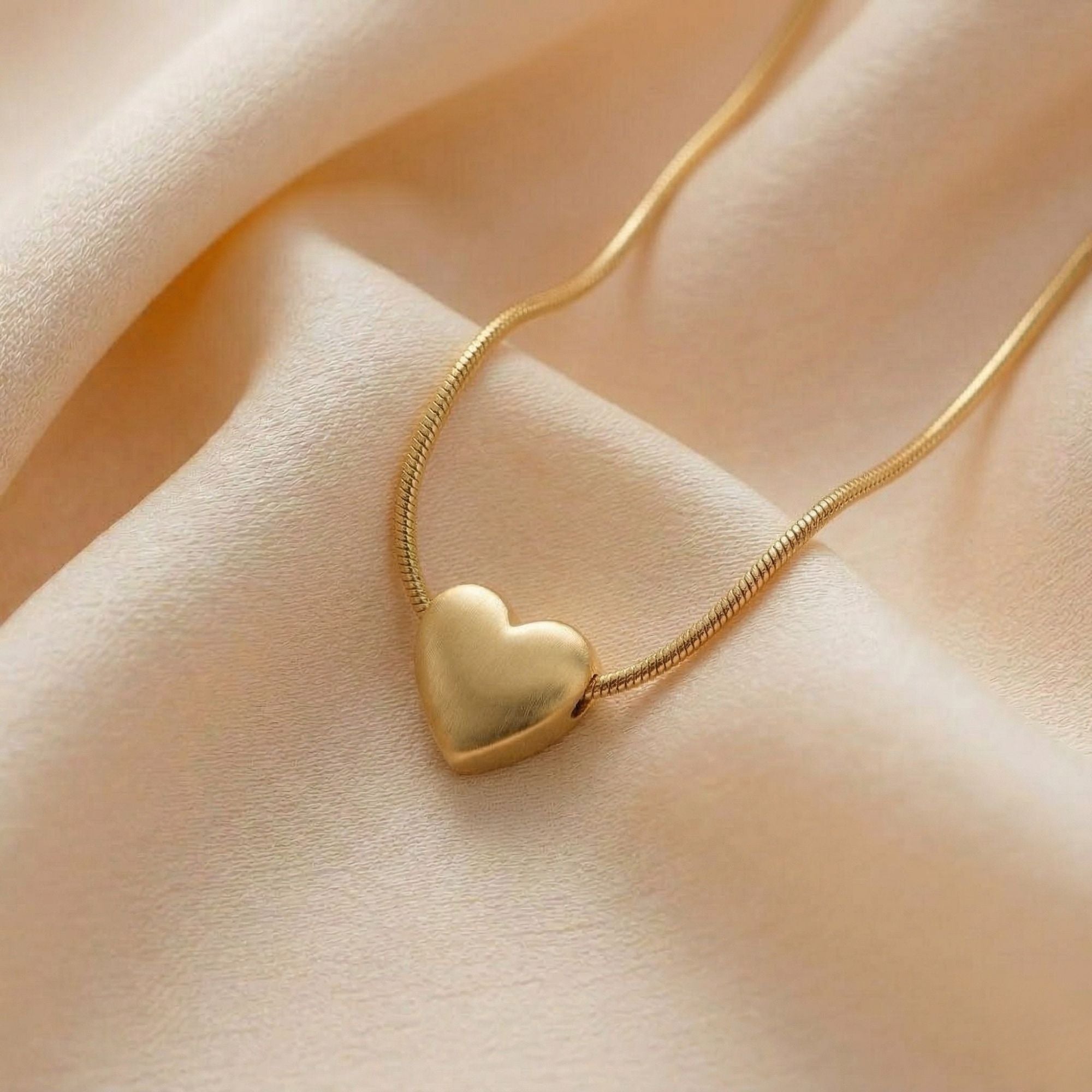 Tiny Heart Pendant Necklace - Gold plated chain