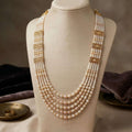 Traditional Pearl Long Mala Golden & White Necklace - Wedding Jewelry Set