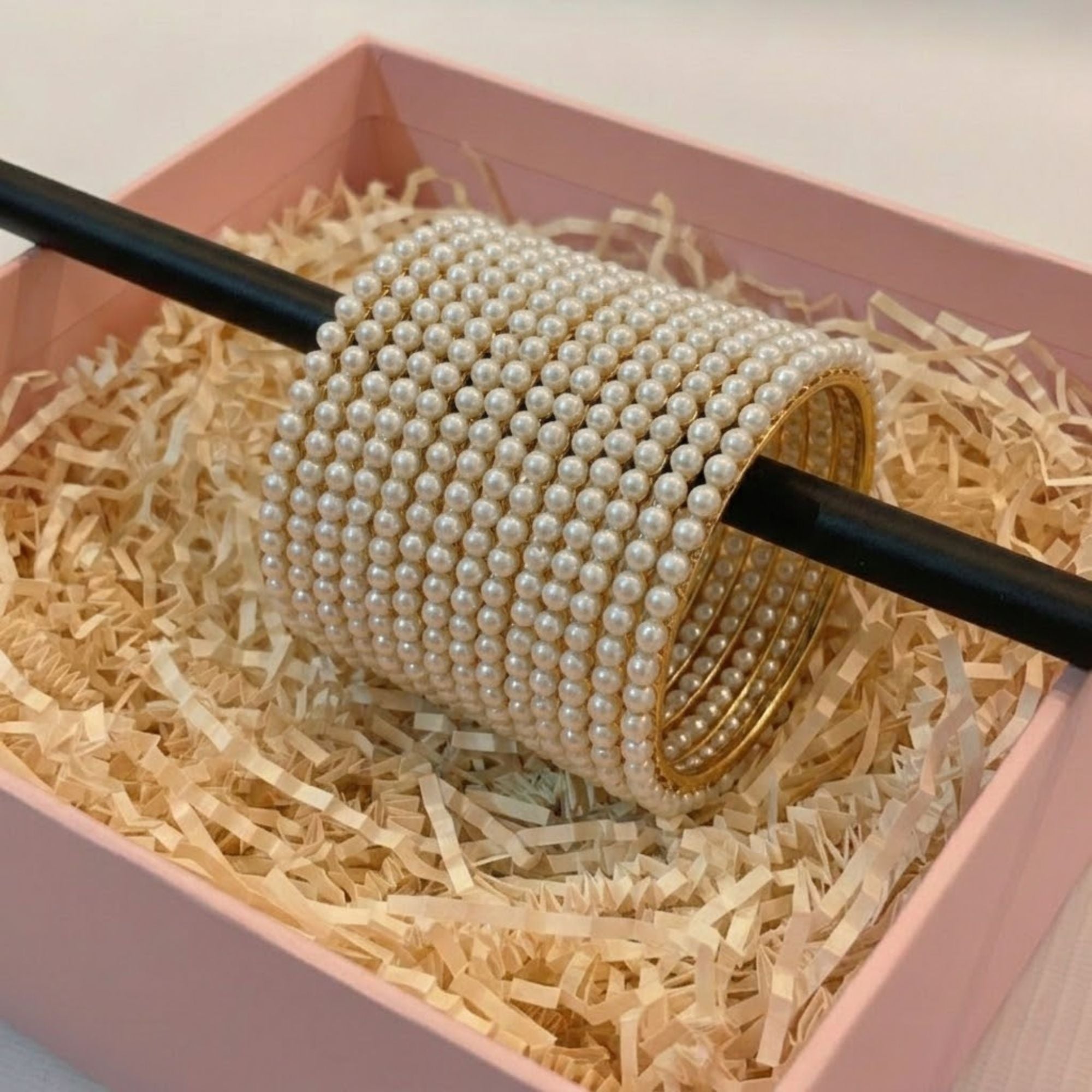 Trendy Hania Amir Inspired Pearl Bangles Set – 24 Pcs Bridal & Festive Wear - Shahi Jewelz