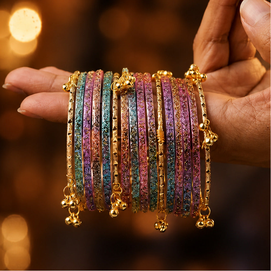 Trending Kashmiri Chooriyan Complete Set with Ghungroo - Multi Color