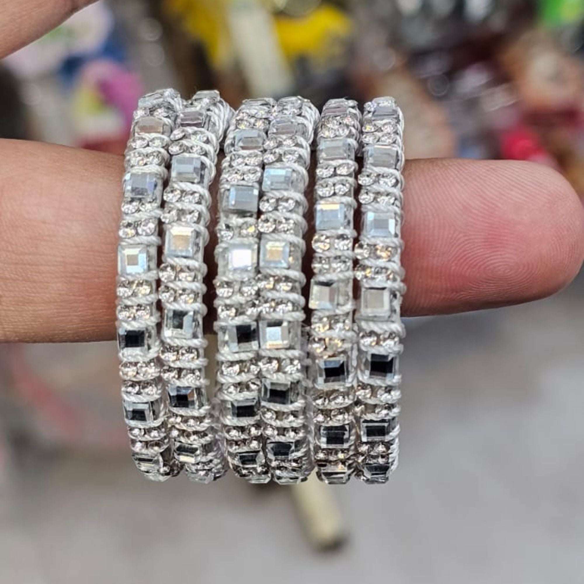 Silver Sparkle Kids Bangles Set