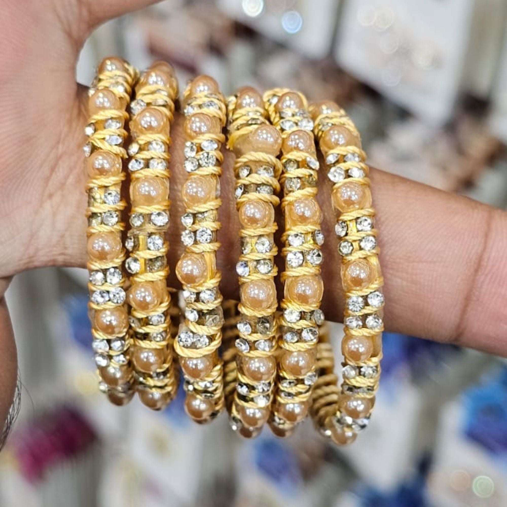 Golden Pearl Kids Bangles Set