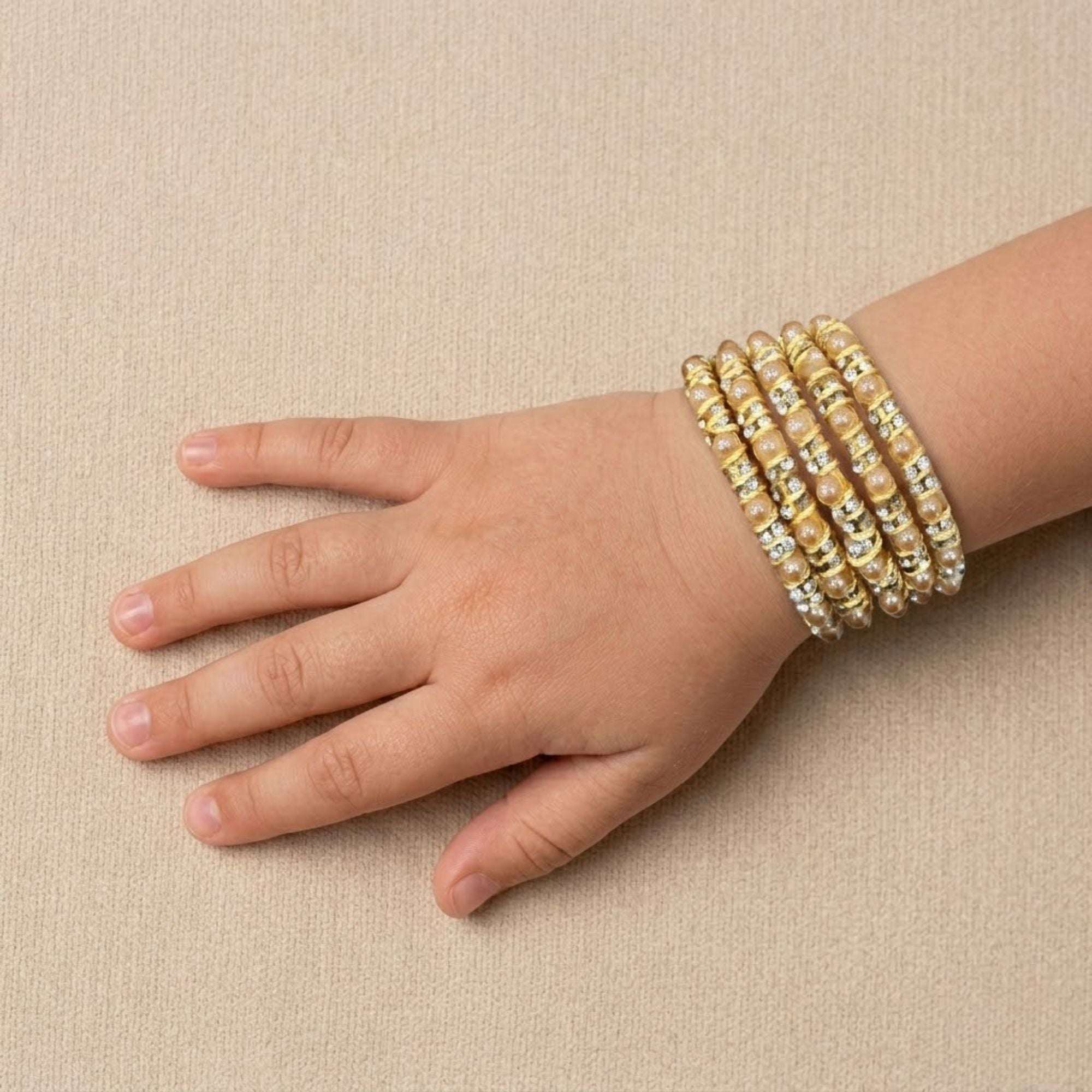 Golden Pearl Kids Bangles Set