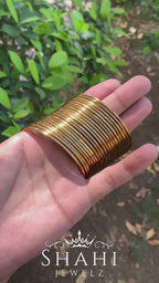 Golden Plain Steel Bangles Set for Women - 24 Pieces / 2 Dozen