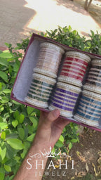 Royal Velvet Pearl Bangles Combo Box for Women